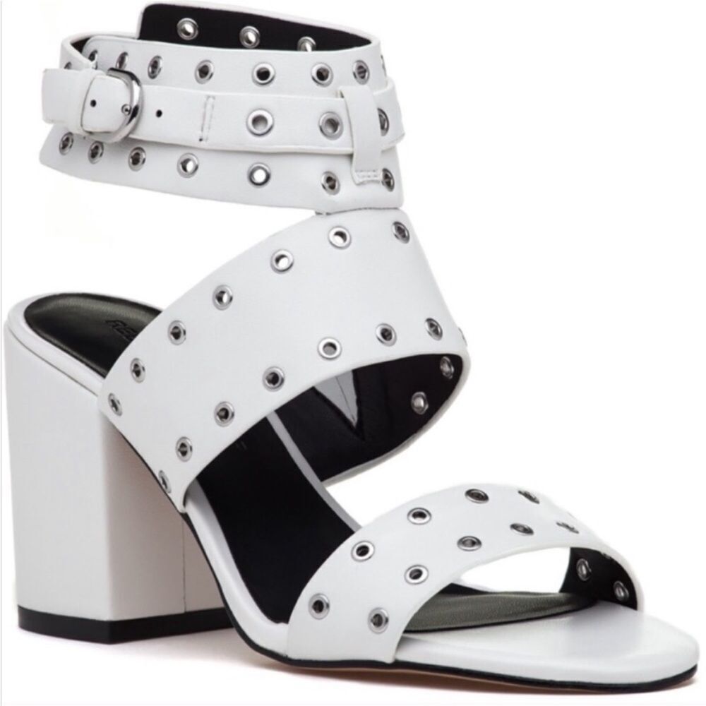 Rebecca Minkoff Carter Strappy Block Heel Sandals In White